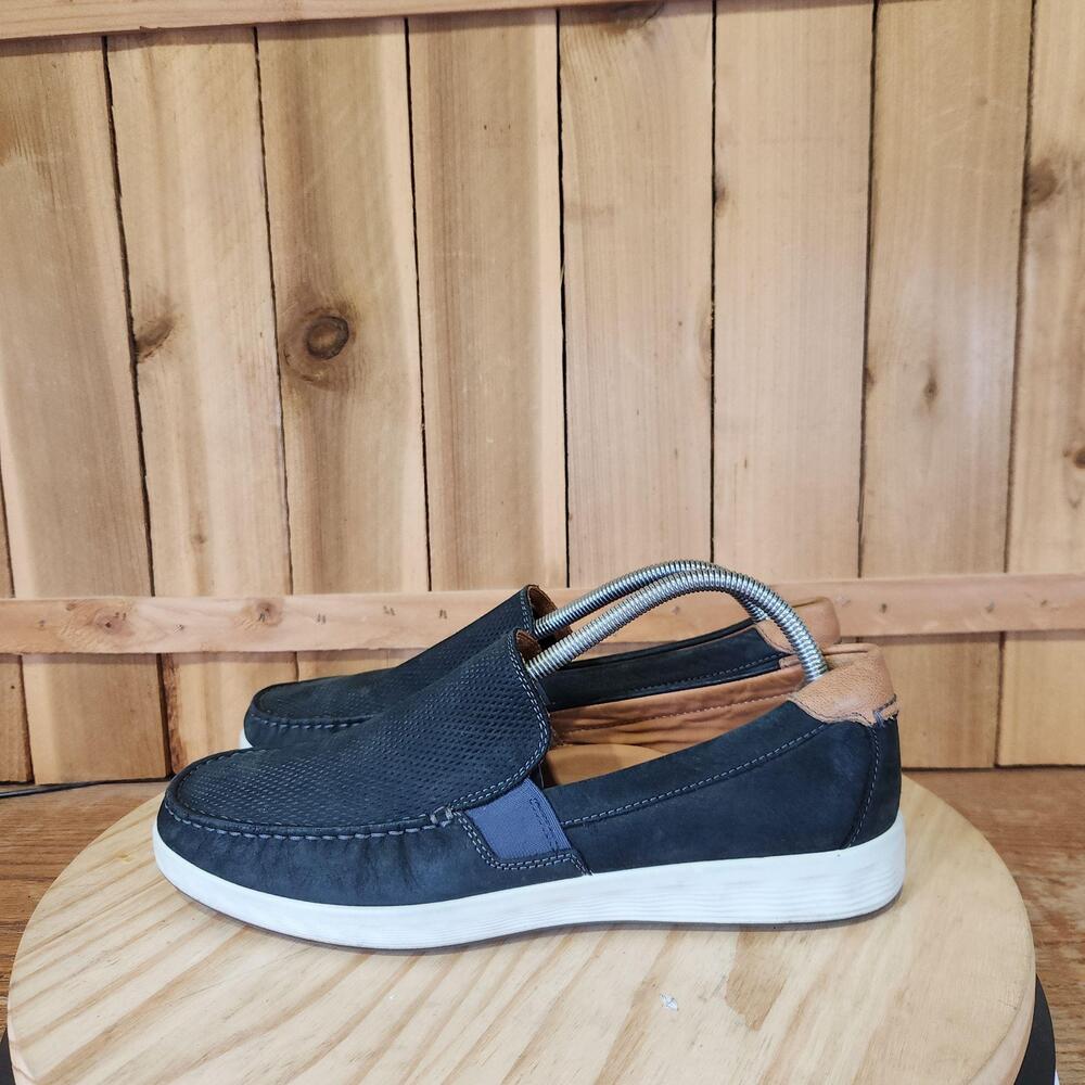 Ecco S Lite Moc Shoes Mens 8.5 42 Blue Nubuck Slip On Loafers Comfort Walking